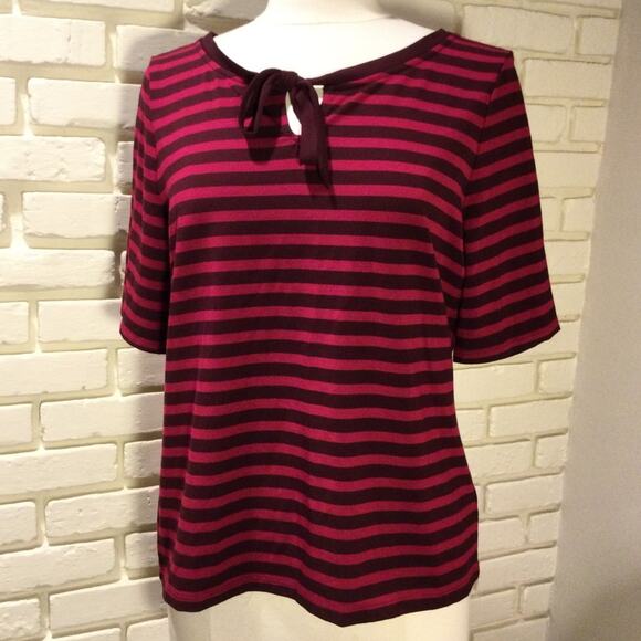Talbots striped soft knit top with tie next L - Picture 1 of 6